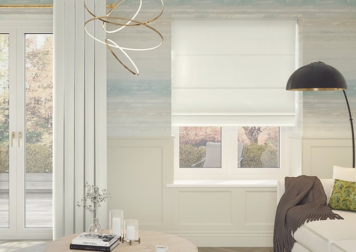 Ultra Luxe Velvet, White Lace - Motorised Roman Blind - Image 3